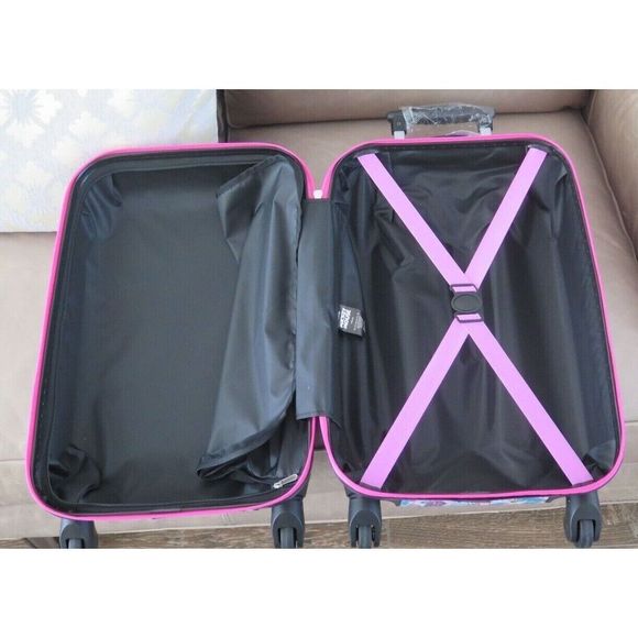 Disney Minnie/Mickey Mouse Hardshell Spinner Luggage 20” Upright Suitcase - Picture 8 of 12